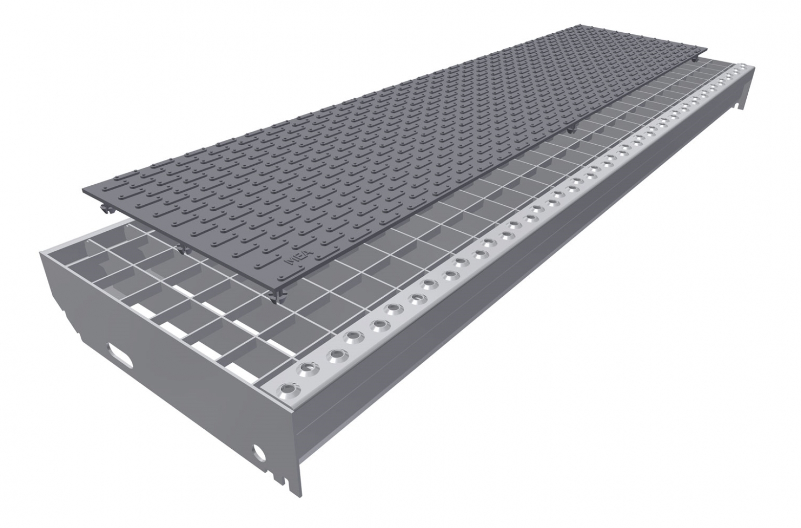 MEAfloor anti-skid R11 grating support studded approx. 800x200 mm gray